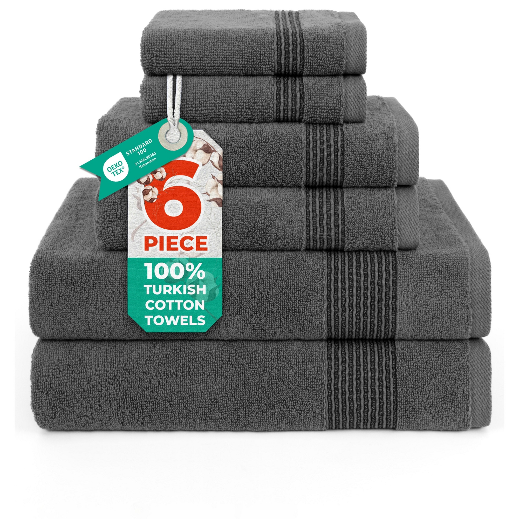 American Soft Linen 100% Micro Cotton 6 Piece Towel Set Luxury Zero Twist Ultra Soft and Plush Towels for Bathroom