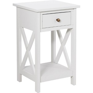 eHemco X-Side Rathe Nightstand End Table Side Table with Drawer and Storage Shelf - 1 of 4