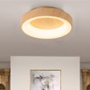 Rennnsan Avorin 15" W Drum Round Wooden Farmhouse LED Dimmable Flush Mount in Beige - 2 of 4