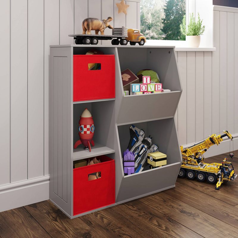 3pc Kids' Floor Cabinet with 2 Bins Set - RiverRidge Home, 3 of 8