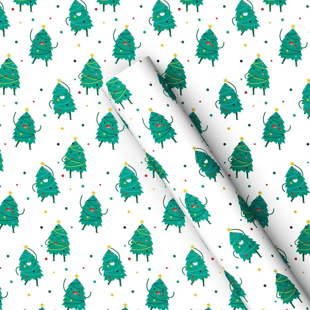50 sq ft Festive Trees Christmas Gift Wrap White - Wondershop™ 6Pack