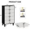 Modern Wooden 5 Drawer Dresser with Vintage Pattern Design, Tall Dresser with Deep Drawers - 2 of 4