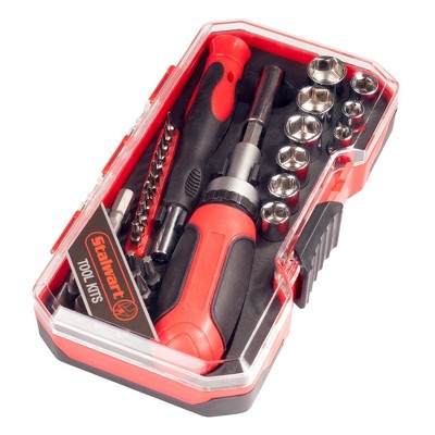 Ratcheting Screwdriver with 41 Piece Bit and Socket Set - Stubby Handle Multitool with Metric and SAE Drivers and Precision Bits by Fleming Supply