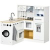 Qaba Play Kitchen, Corner Kids Kitchen Playset w/ Chalkboard, Range Hood, Ice Maker, Stove, Refrigerator Microwave, Sound & Lights - 4 of 4