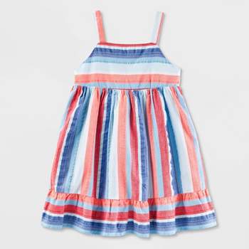 Toddler Girls' Adaptive Striped Sleeveless Dress - Cat & Jack™ Red/Blue/White