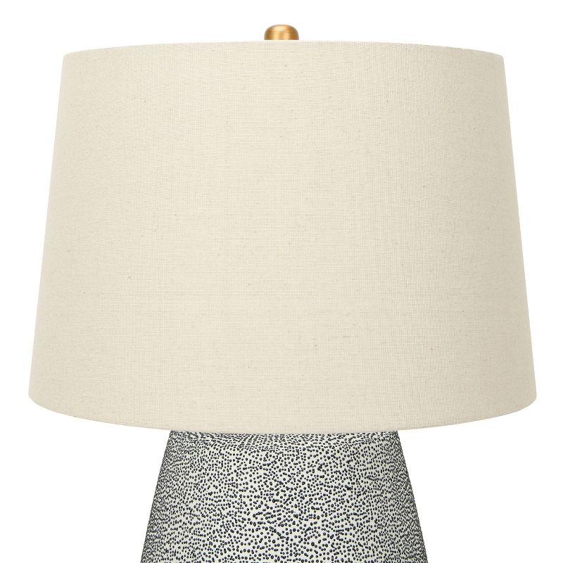Storied Home Textured Stoneware Table Lamp with Gold Accents and Linen Shade Blue and Gold, 5 of 9
