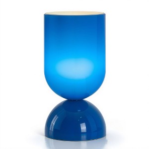 8.9" Modern Cylindrical Glossy Glass Table Lamp with Dome Base for Bedside,Living Room,Study,Lounge,Bar Counter,or Coffee Table - 1 of 4