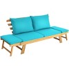 Tangkula Outdoor Folding Daybed Patio Acacia Wood Convertible Couch Sofa Bed TurquoiseRed WhiteDark Grey - 4 of 4