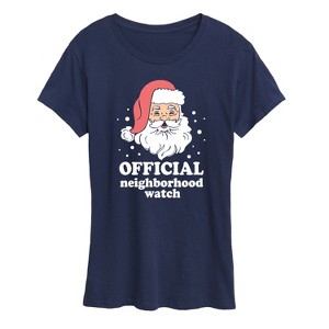 Women's - Instant Message - Santa Neighborhood Watch Christmas Short Sleeve Graphic T-Shirt - 1 of 4