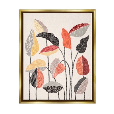 Stupell Industries Modern Stripes Squiggle Pattern Flower Sprigs Botanical  Motif Gold Floater Framed Canvas Wall Art, 24 x 30