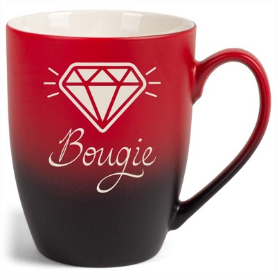 100 North Sparkling Diamond 10 Ounce Red and Black Two Toned Ombre, Comfortably Fits Your Hands, Ceramic Tea Coffee Cup Mug, Bougie
