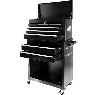 8-Drawer Rolling Tool Cabinet - Black, Lockable Wheels, Heavy-Duty for Garage/Workshop