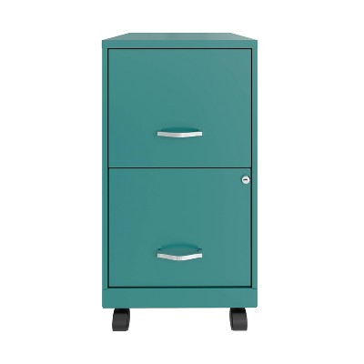 18" Deep 2-Drawer Vertical File with Casters Teal - Space Solutions