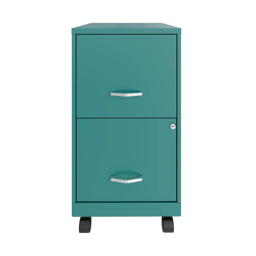 18&#34; Deep 2-Drawer Vertical File with Casters Teal - Space Solutions
