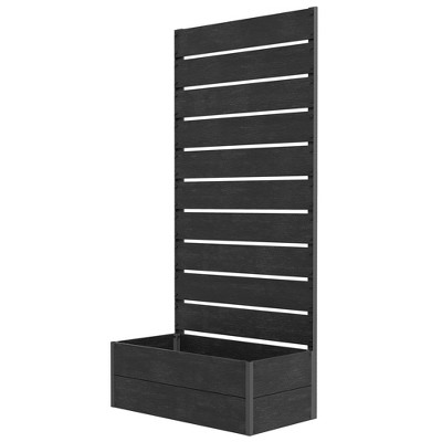 Black Metal Raised Garden Bed with Trellis, 28.25" x 15" x 59"