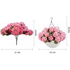 Coucheta Artificial Hanging Geraniums 2-Pack, UV Resistant Outdoor Flowers with White Baskets, Fake Plants for Porch Patio Garden Decor - 2 of 4