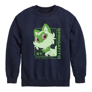 Boys' - Pokémon - Sprigatito Stats Graphic Long Sleeve Fleece Sweatshirt - 1 of 4