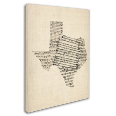 Michael Tompsett 'Old Sheet Music Map of Texas' Matted Framed Art