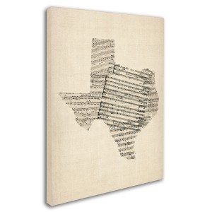 Michael Tompsett 'Old Sheet Music Map of Texas' Matted Framed Art - 1 of 3