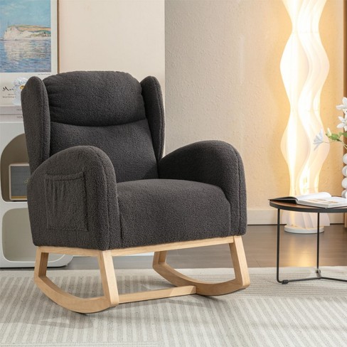 Gray Wooden Legs Rocking Chairs porch Rocking Chairs dormitory Rocking Chair With Storage indoor Rocker Chair For Small Spaces apartment maison Boucle Target