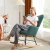 CAVINAS Teddy Fabric Glider Rocking Chair with High Backrest,Comfy Upholstered Rocking Chairs,Nursery Accent Chair for Bedroom - 2 of 4