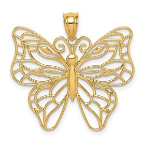 Black Bow Jewelry 14k Yellow or White Gold Large Open Butterfly Pendant, 30mm - 1 of 4