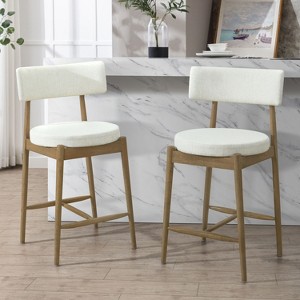 Sapphtopaz Modern Bar Stools Set of 2, High Chair with Wood Legs, Dining Chairs with Backrest and Footrest, Counter Stools for Kitchen Island - 1 of 4