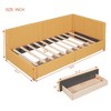 Twin Size Sofa Bed Frame, Linen Fabric Upholstered Daybed with 2 Storage Drawers, No Box Spring Needed - ModernLuxe - 3 of 4