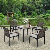 ELJGET 5/7 Pieces Patio Dining Table Sets, All Weather Patio Conversation Set with Acacia Wood Table Top and Umbrella Hole, Rattan Outdoor, Beige - 2 of 4