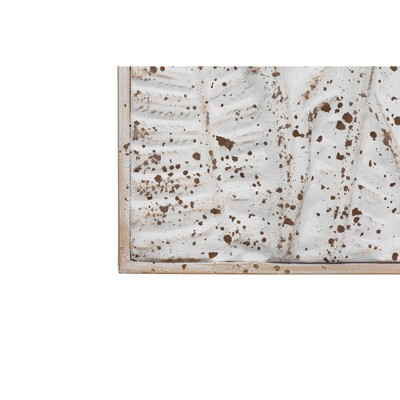 Aged White and Gold Floral Metal Wall Sculpture Set