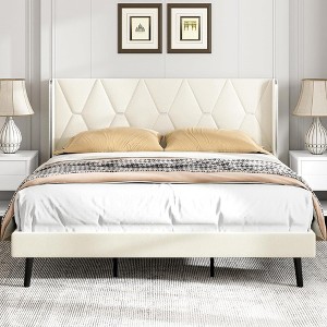 Velvet Platform Full Bed Frame - Upholstered - 1 of 4