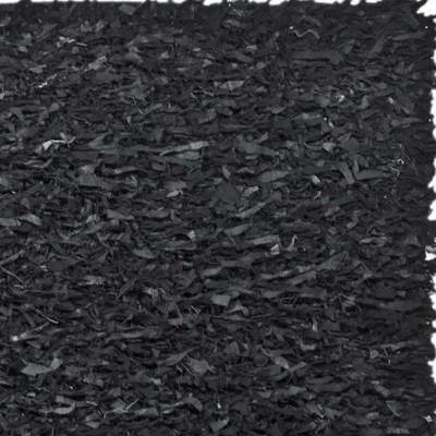 Contemporary Black Leather Hand-Knotted Shag Rug 8' x 10'