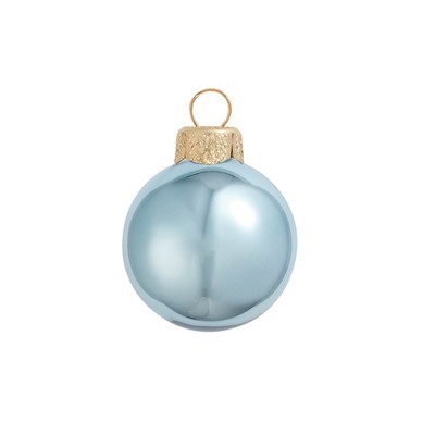 Northlight Shiny Glass Christmas Ball Ornaments - 3.25" (80mm) - Sky Blue - 8ct