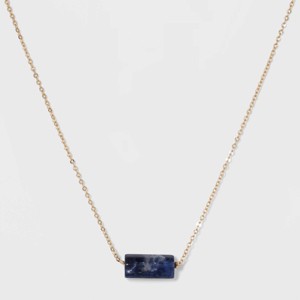 Silver Plated Sodalite Barrel Stone Necklace - A New Day Gold, Women