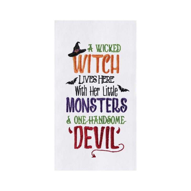 C&F Home Witch, Monsters, and Devil Cotton Embroidered Flour Sack Halloween Kitchen Towel, 1 of 5