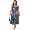 Agnes Orinda Women's Plus Size Round Neck Tie Dye Spaghetti Strap Sleeveless Cami Midi Slip Sundresses - 3 of 4