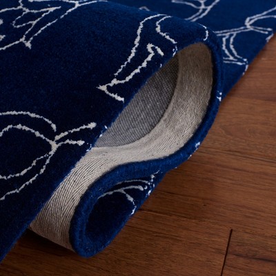 Navy/Ivory Floral Tufted Wool & Silk 3' x 5' Area Rug