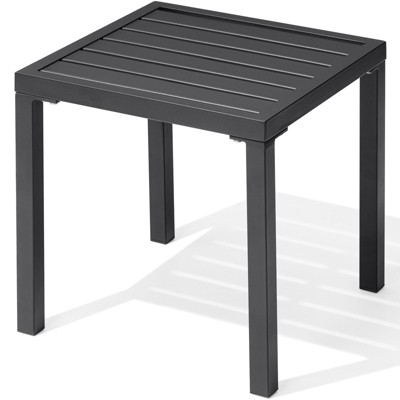 Crestlive Products Outdoor 16in Side Table Small Metal Square End Table Easy Assemble Weather Resistant Ideal