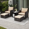 EROMMY 5 Piece Wicker Seating Group with Cushions - 2 of 4