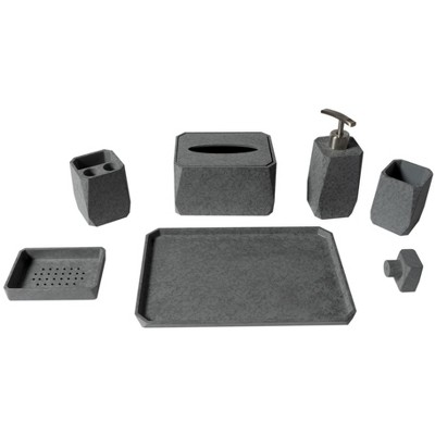 ALFI ABCO1023 7 Piece Solid Concrete Gray Matte Bathroom Accessory Set