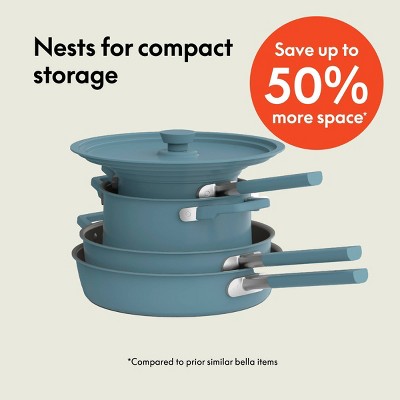 Bella 9-Piece Surf Blue Aluminum Ceramic Nonstick Cookware Set