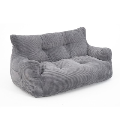 Pamapic Bean Bag Chair, Cozy Corduroy Lazy Bean Bag Sofa, 2 Seat for Home-Gray