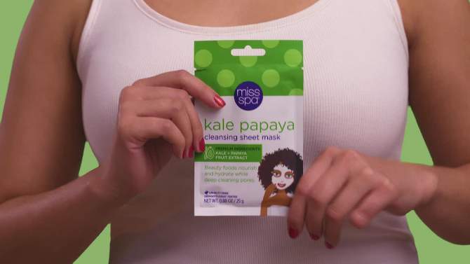 Miss Spa Cleansing Sheet Mask - Kale Papaya - 0.88oz, 2 of 8, play video