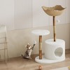 Real Wood Modern Cat Tree Tower, Cat Scratching Post w/Bed for Indoor Cats w/Natural Wicker Condo,Aesthetic Tree Stand,Boho Pet Furniture - 2 of 4