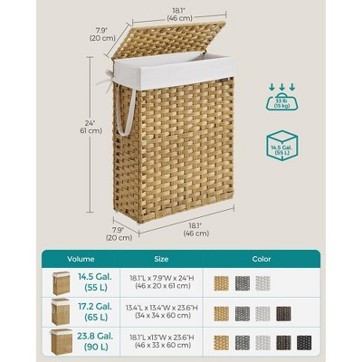 Natural Wicker Laundry Hamper with Lid and Handles