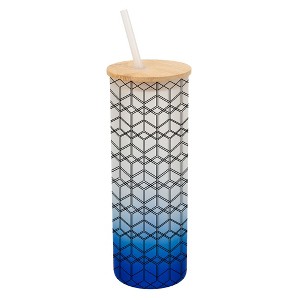 Elanze Designs Modern Diamond Geometric Pattern Wrap-Around Design 25 Ounce Frosted Gradient Glass On-The-Go Coffee Travel Skinny Tumbler Mug Cup, - 1 of 1