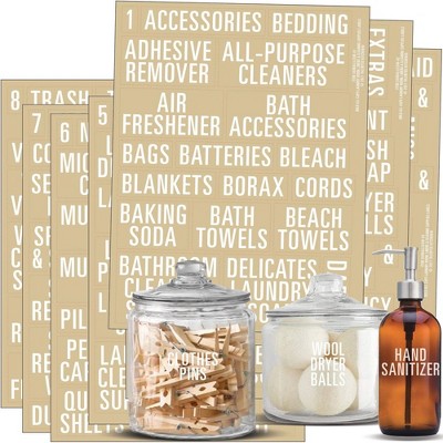 Talented Kitchen 162 Pack White Bold All Caps Laundry Room Labels Set, Linen Closet & Cleaning Supplies Storage Stickers for Organization System