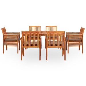 vidaXL Solid Acacia Wood 7 Piece Patio Dining Set - Elegant Outdoor Dining and Lounging Furniture with Cushions - 1 of 4