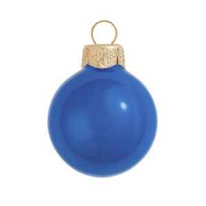 Northlight Pearl Glass Christmas Ball Ornaments - 3.25" (80mm) - Blue Delft - 8ct - 1 of 4