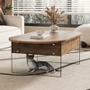 KIGFTSOD Cozy Natural Oval Double Drawer Coffee Table with Multi-Functional Design, MDF Top and Glass Legs - 3 of 4